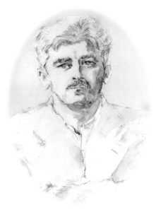 Faulkner pencil sketch on white background